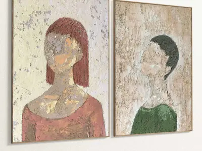 Plaster Two Photo Frame 294 Low-poly 3D model