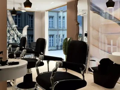 Modern Luxury Barber Shop Interior Design 3D Model Low-poly 3D model