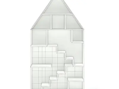 House Shape Shelf with Patterned Back 3D model
