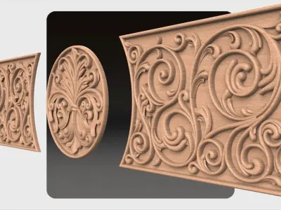 Carved decor ornament for cnc 05 3D model