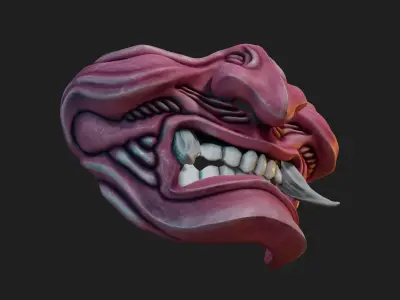 Hannya Samurai Oni Half Mask  3D print model