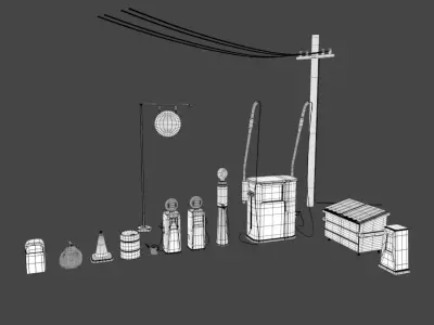 Gas station assets 3D model