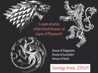 Coats of arms of the great houses of Game of Thrones 3D Model Collection