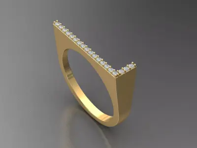 alphabet jewelry ring diamond letter L 3D print model