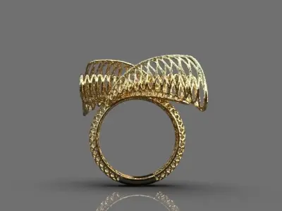 Stylized set gold ring 3D print model