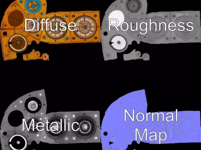 Antique Brass Clockwork Cube model pack Low-poly 3D model