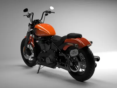 Realistic Harley Davidson Street Bob 2021 Baja Orange 3D model