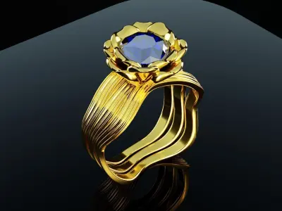 Rose flower rings 3D model set 3D model