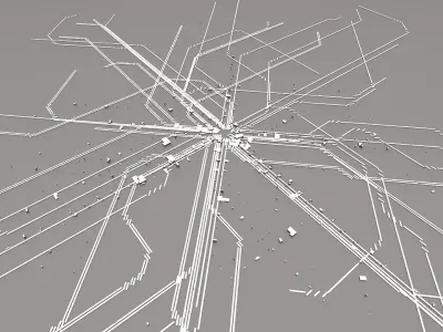 Greeble City 02 3D Animated Sequence Low-poly 3D model