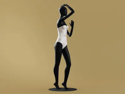 Woman swim Belted Underwire One-piece 3D model