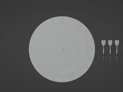 Darts dart board and 3D model