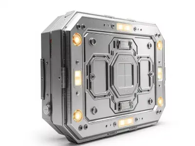 Futuristic Metal Storage Box Model Pack with LED Lights Low-poly 3D model