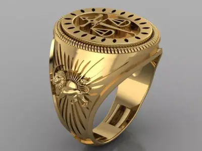 lion signet ring 3D print model
