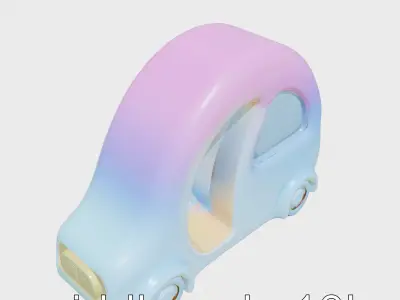 Colorful Fantasy Taxi Portal 3D Model with Matte Surfaces Low-poly 3D model