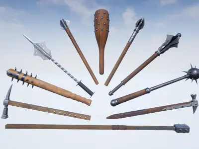Weapons Series - Maces - Mini Pack Low-poly 3D model