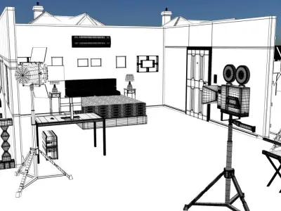 Movie Set 3D Modelling  Free low-poly 3D model