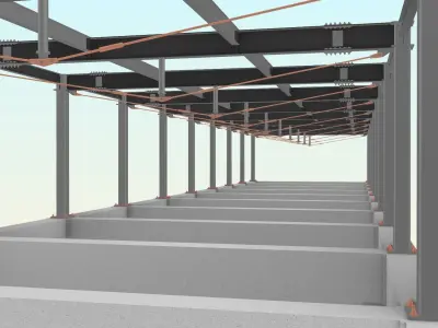 Steel model with Tension braces 3D model