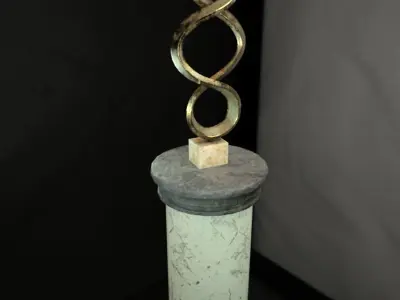 Bronze Sculpture on Pillar Low-poly 3D model