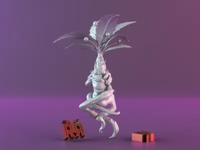 human plant root statue 3D print model