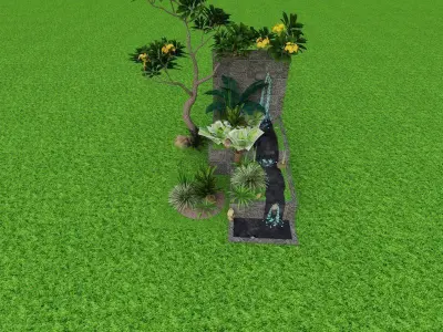 garden and fish pond 3D print model