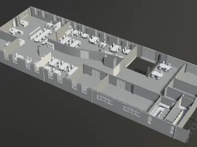 Office plan in building cut 3D model