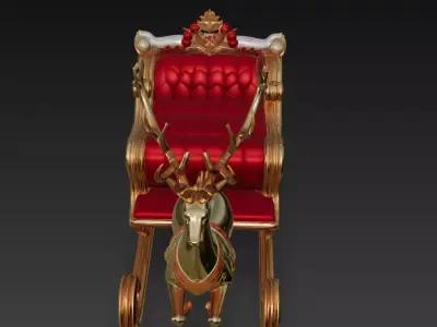 Luxury Golden Reindeer Sleigh - Ornate Christmas 3D Model 3D print model