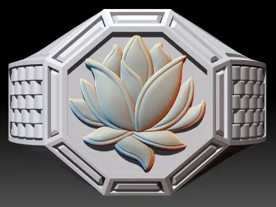 Lotus man ring Sculpture jewelry Gold  3D print model