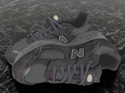 NEW BALANCE 2002R BLACK 3D SHOES Low-poly 3D model