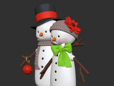 Snow boy  snow girl - Christmas Ver 1 3D print model