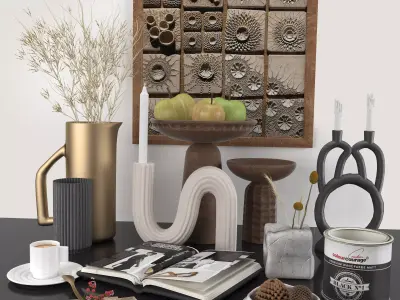 decorative set with dried flowers 3D model