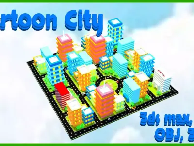Cartoon City Low-poly 3D model