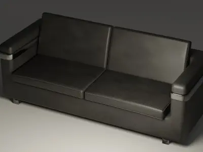 Black Leather Sofa 3D model