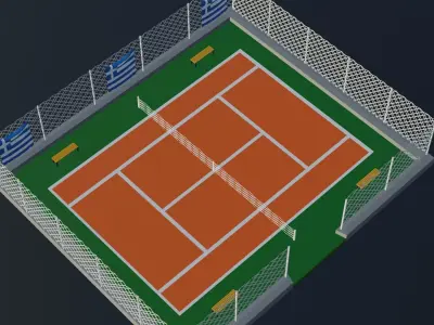 Tennis Court - Greece Low-poly 3D model