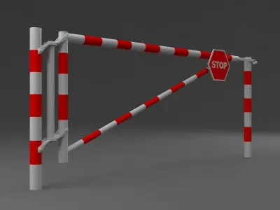 Barriers 8 gate with stripes 3D model