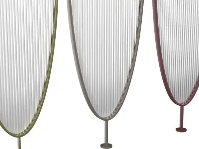 Bowling lane pony wall custom metal oval PBR 3D model