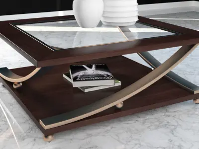 Table coffee with glass top 3D model