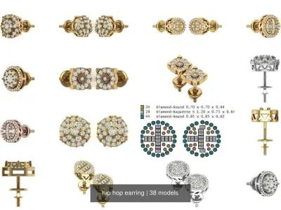 hip hop earring 3D Model Pack