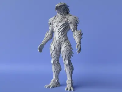 Cyberpunk Eagle Full Body  STL Sculpture for 3D Printing 3D print model