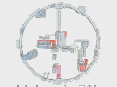 Cyberpunk Futuristic City Circular District Low-poly 3D model