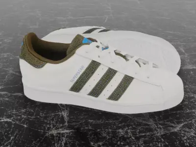 Adidas 3D Shoes - White - Brown SuperStar Series Low-poly 3D model