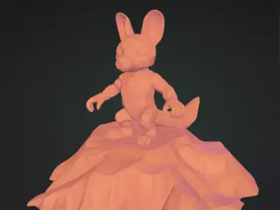 Rabbit on Mountain 3D Model Realistic Animal Sculpture Free 3D print model