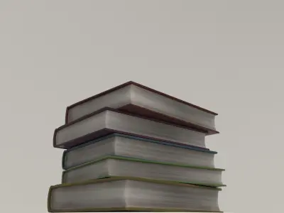 V Books four stacked Low-poly 3D model
