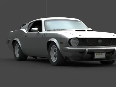 White Vintage Muscle Car 3D Model  High-Quality Free low-poly 3D model