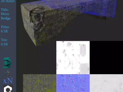 Worn Bridge Piece Low-poly 3D model