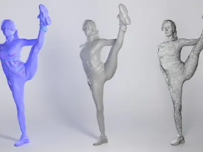 Beautiful woman stretching leg 300 Low-poly 3D model