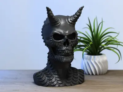 Skull dragon bust skull dragon sculpture 3D print model