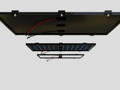 Black Framed Solar Panel 160W 1480x670x35mm 3D model