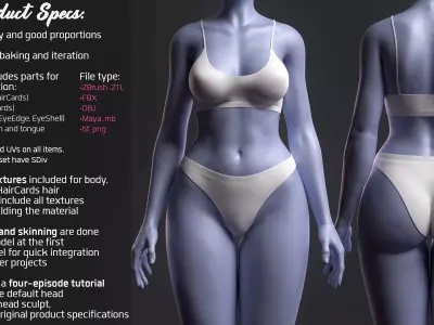 Advanced High Poly Female Basemesh - Body 01 3D model