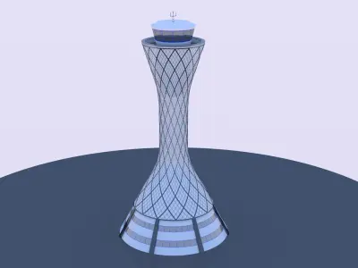 Airport control tower exterior 3D model