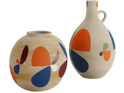 Two wheel thrown large vases 3D model